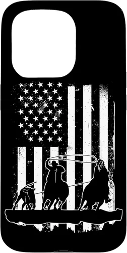 Vista 14 de USA Flag Team Roping Design Rodeo Western Horse Country Case for iPhone 17