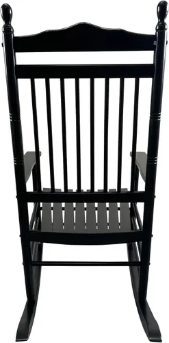 Vista 5 de Silla mecedora de madera maciza, balancín de porche delantero para adultos, carga de 280 libras