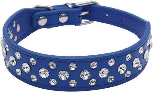 Vista 7 de Collar para perro con cristales de imitación, collar de cuero PU con brillantes, collar de diamantes para mascotas, para perro, gato o cachorro