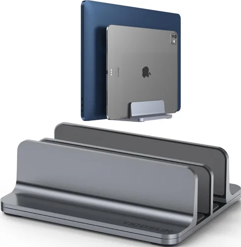 Vista 8 de YICOSUN Soporte vertical de aluminio para laptop para escritorio, base de ancho ajustable para MacBook, Surface, Samsung, HP, Dell de hasta 17.3