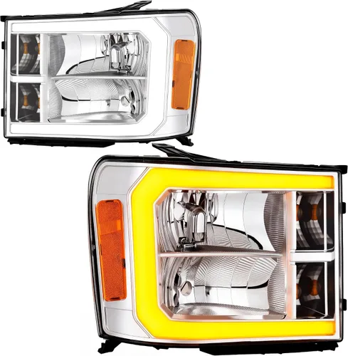 Vista 16 de DWVO Faros delanteros compatibles con Chevy Silverado 1500 1500 HD/2003-2004 Silverado 2500/2003-2006 Silverado 2500HD 3500/2003-2006 Avalanche 1500
