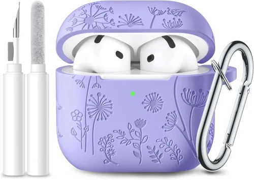 Vista 34 de Lerobo Funda para AirPods Pro 3 con kit de limpieza, funda de protección de 360° de silicona grabada con flores compatible con Apple AirPods Pro