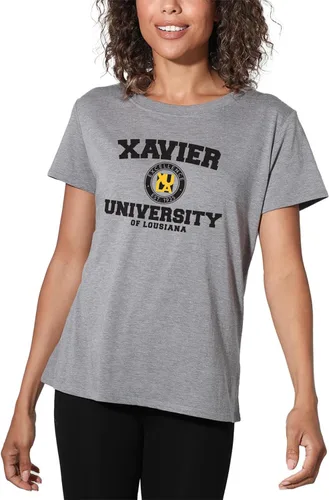 Vista 374 de Colección oficial de camisetas sueltas con logotipo de círculo envejecido universitario para mujer, jaspeado atlético