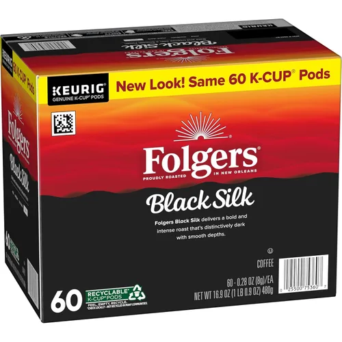 Vista 4 de Folgers Black Silk Coffee, tostado oscuro, cápsulas Keurig K-Cup, caja de 10 unidades (paquete de 6)