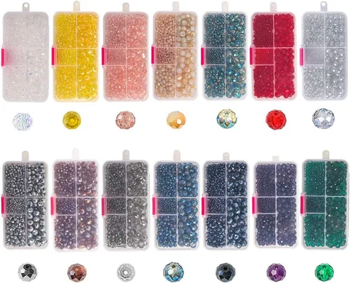 Vista 6 de Cuentas de cristal facetadas, adecuadas para bricolaje, hacer pulseras, collares y otras joyas (negro)