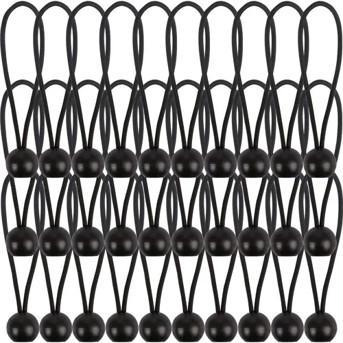 Vista 9 de AOPRIE Paquete de 30 bolas elásticas, color negro, resistentes, de lona de 4 pulgadas, resistentes a la intemperie, correa de amarre de 0.157 in