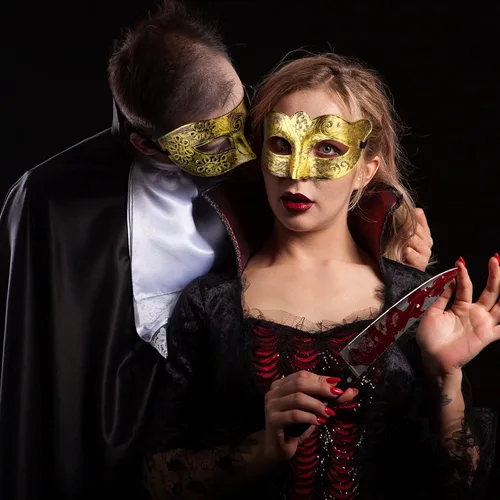 Vista 6 de Yunsailing 40 piezas de máscaras de mascarada a granel, máscaras vintage de Mardi Gras, antiguas para baile veneciano, disfraz de Navidad, prop