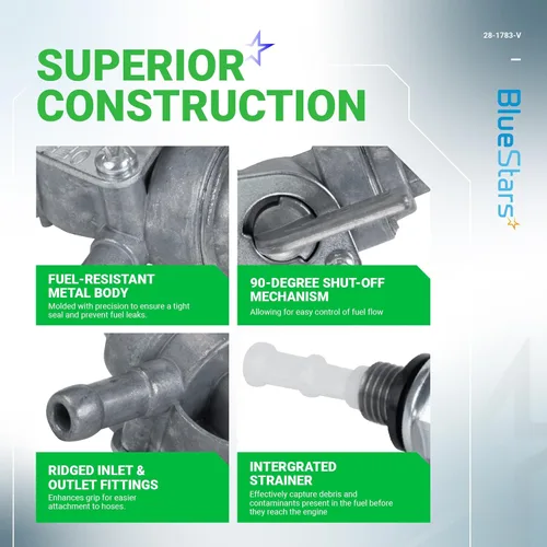 Vista 4 de BlueStars 28-1783-V M10 x 1.25 Interruptor de válvula de cierre del tanque de combustible Petcock – Compatible con generador Honda EU1000i EU2000i