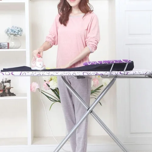 Vista 7 de Tabla de planchar plegable para el hogar, tabla de planchar de siete ajustes altos con soporte para plancha de vapor y manga de planchado, mesa