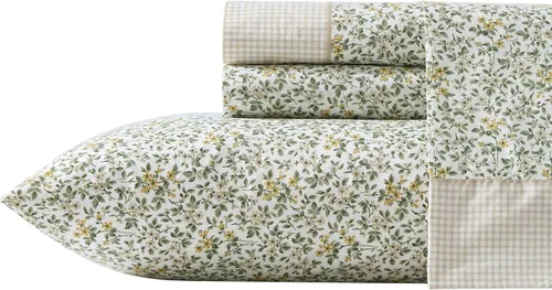 Vista 42 de Laura Ashley - Twin Size Sheet Set with Fitted Sheet & Pillowcase Antonieta Rosa