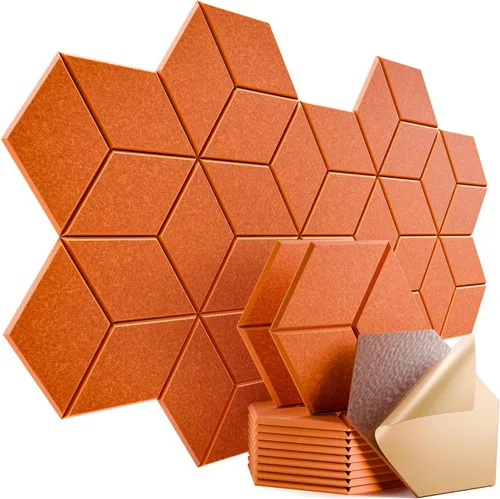 Vista 145 de Paquete de 12 paneles acústicos autoadhesivos de 12 x 10 x 0.4 pulgadas, paneles de espuma a prueba de sonido con alta densidad, elegante diseño
