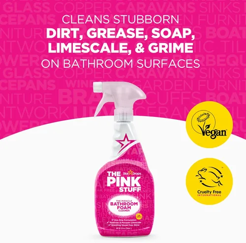 Vista 6 de Stardrops - The Pink Stuff - Pasta de limpieza The Miracle, spray multiusos y espuma de baño, paquete de 3