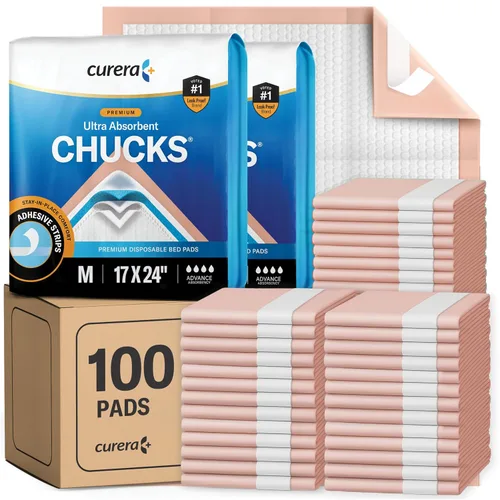 Chucks® Premium - Almohadillas desechables de 17 x 24 pulgadas [100 unidades] Almohadillas de cama ultra absorbentes para incontinencia Chux con