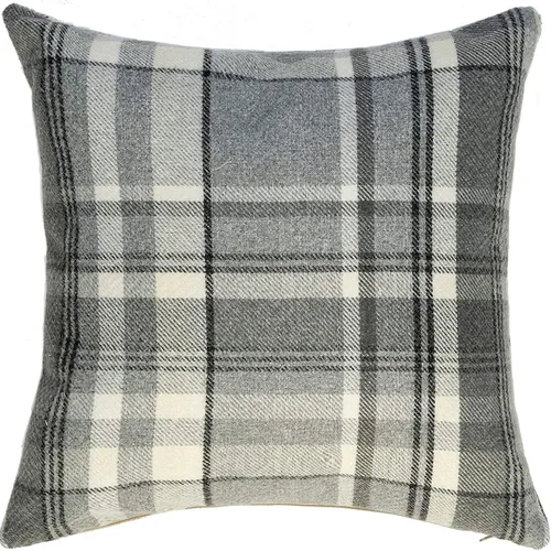 McAlister Textiles Funda decorativa de almohada de tartán Heritage en gris carbón, cuadritos escoceses, lavable a máquina, 43 x 43 cm para Gris