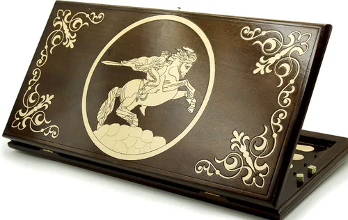 Vista 6 de WOODEN BACKGAMMON BOARD GAME Nardi Nardy checkers chess carving Engraving David Ornament hand made gift wood, plywood table game