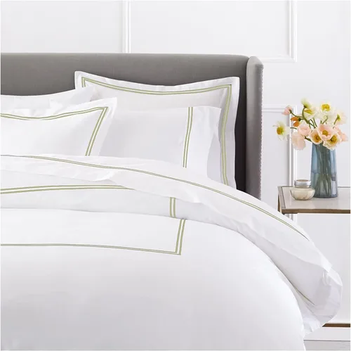 Vista 7 de BedDecor Lujoso juego de funda de edredón bordada de algodón egipcio suave cepillado de 400 hilos con hermoso bordado de 2 rayas, (negro, individual)