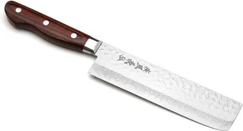 Vista 8 de Yoshihiro VG10 Cuchillo utilitario Petty de acero inoxidable de Damasco martillado de 16 capas (5.3'' (135mm))
