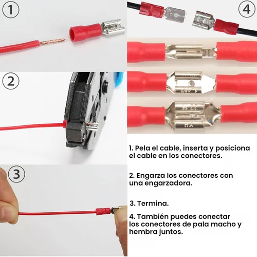 Vista 6 de Feggizuli 280 piezas de conectores de crimpado, kit de conectores macho y hembra de pala de 2.8 mm, 4.8 mm, 6.3 mm, 15 tipos de terminales