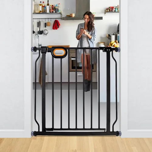 Vista 16 de owlie Puerta para bebés de interior de 75 a 85 pulgadas, puerta de seguridad extra ancha para perros, puerta de escalera grande, puertas ajustables