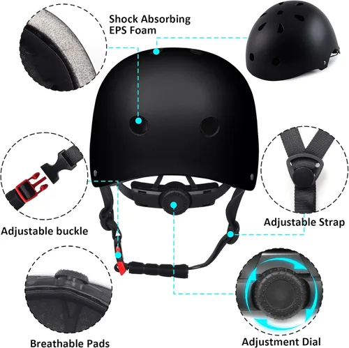 Vista 3 de Casco de bicicleta para niños pequeños, 2 tamaños ajustables, para niños y niñas, multideporte, ajustable, para scooter, bicicleta, monopatín