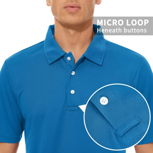 Vista 4 de CRYSULLY Camisa táctica de golf de manga corta para hombre, con botones, estilo militar