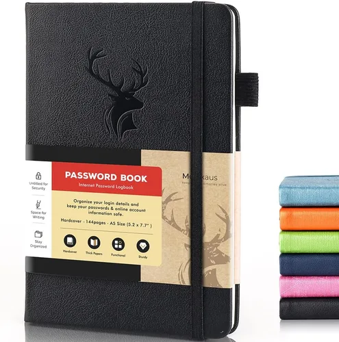 Vista 14 de molekaus Libro de contraseñas con pestañas alfabéticas, pequeño guardián de contraseñas con espacio adicional para cambiar la contraseña. Cuaderno