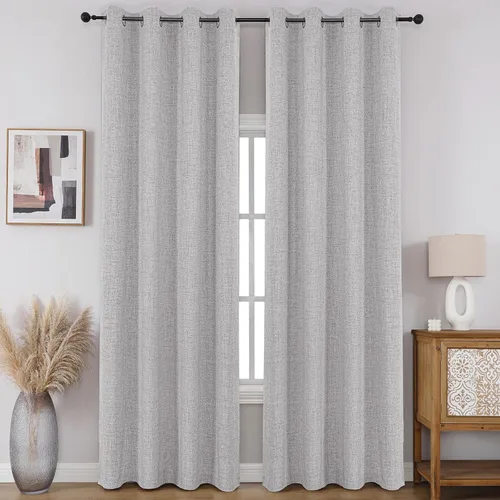 Vista 54 de CUCRAF - Juego de 2 paneles de cortinas de ventana con oscurecimiento total del 100%, de 54 pulgadas de largo, con aspecto de lino falso, cortinas