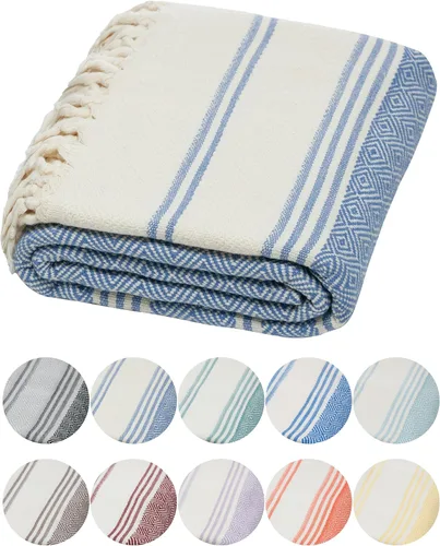 Vista 28 de DEMMEX Organic Diamond - Toalla turca de baño y playa 100% algodón turco certificado Oeko-TEX, ultra suave, de secado rápido, ligera, compacta