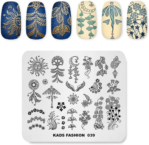 Vista 5 de KADS Nail Art Image Stamping Plates Guitar Pattern Music Fashion Image Plates DIY Plantilla de manicura (FA024)