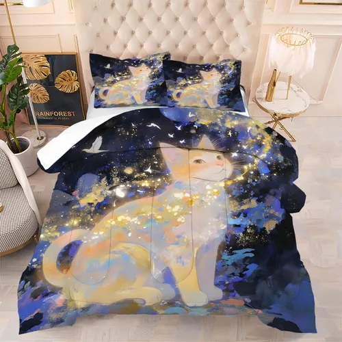 Vista 2 de Blue Wavy Stripes Comforter Set Twin Size 3D Optical Illusion Ocean Wave Bedding Set with 1 Pillowcase & 1 Comforter, Soft Geometric Blue White Bed