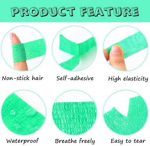 Vista 6 de Paquete de 8 cintas adhesivas autoadhesivas de 1 x 5 yardas para atletismo, muñeca, tobillo, rodillas, mascotas (negro)