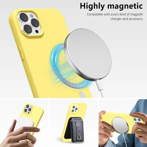 Vista 355 de oakxco Funda de silicona para iPhone 12 Pro Max, magnética, compatible con carga inalámbrica Magsafe, cubierta protectora de goma suave y delgada