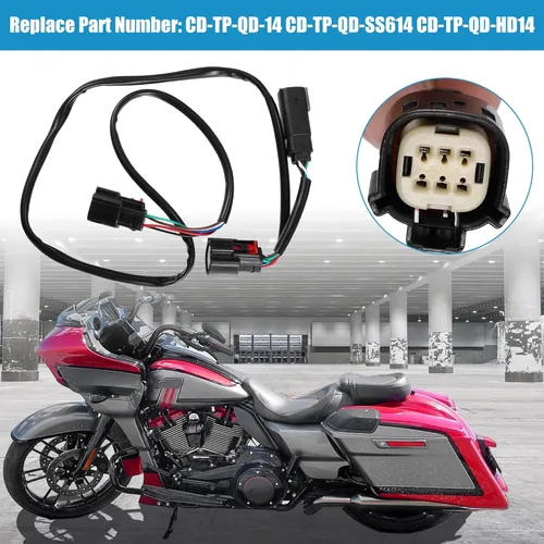 Vista 2 de X AUTOHAUX Arnés de Cableado de Desconexión Rápida para Motocicleta Compatible con Harley Davidson para Tour Pak 2014-2019 CD-TP-QD-14 Cable
