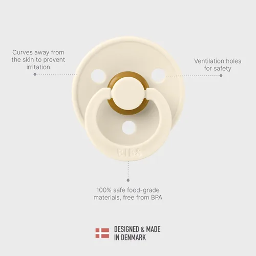 Vista 4 de BIBS - Paquete de 2 chupetes Bibs Colour, calmante, libre de bisfenol A, punta redonda, látex de goma natural Roble oscuro