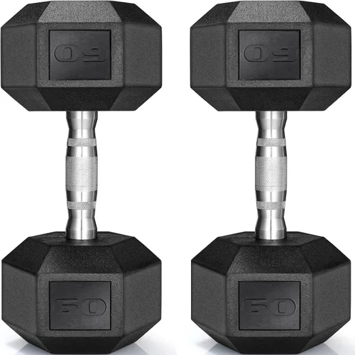 Vista 10 de LIFERUN Juego de 2 mancuernas hexagonales de hierro fundido con revestimiento de goma, 30 a 85 libras, mancuernas libres