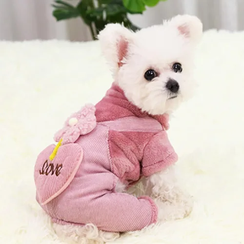 Vista 2 de Abrigo de invierno para perro, ropa para cachorros, traje de pana para Halloween, Navidad, sudadera cálida para perro, overol para gato, pijamas