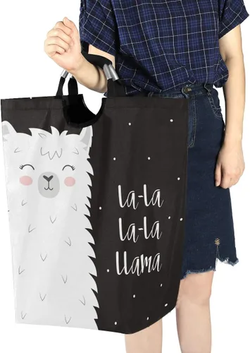 Vista 7 de senya - Cesta de almacenamiento grande plegable para la colada, para ropa infantil, juguetes, linda llama de invierno