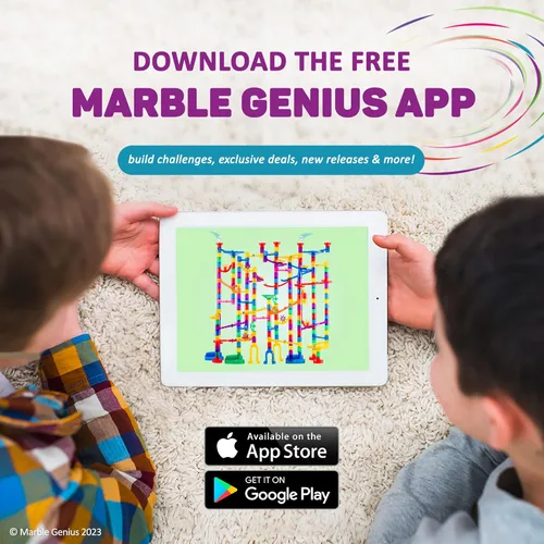 Vista 5 de Marble Genius Bases estables, juego de 4 piezas de accesorios de carrera de canicas para niños a partir de 4 años, divertido kit de complemento