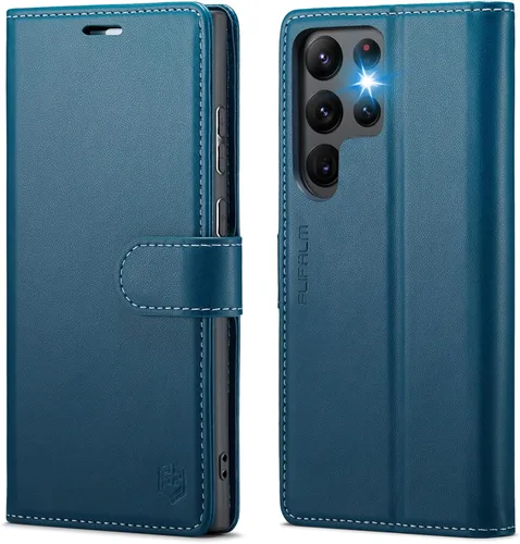 Vista 11 de FLIPALM Funda tipo cartera para Samsung Galaxy S22 Ultra, con bloqueo RFID, tarjetero, de piel sintética PU tipo folio con tapa plegable y función