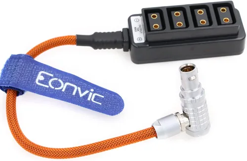 Eonvic EXT - Divisor divisor D-Tap de 7 pines a 4 puertos de 14.8 V con cable de alimentación trenzado para ARRI Alexa Mini (naranja, 7.9 in)