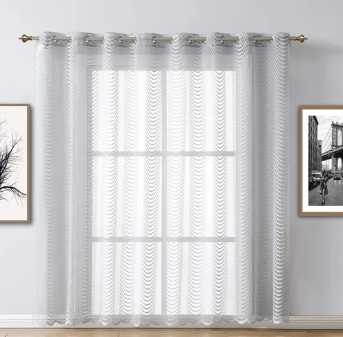 Vista 2 de Warm Home Designs Par de 2 niveles de cocina de color gris carbón de longitud estándar de 30 x 36 pulgadas con bolsillo para poste. Cortinas