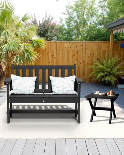 Vista 10 de SERWALL Mesa plegable portátil Adirondack para exteriores, material de HDPE, no requiere montaje, resistente a la intemperie, capacidad de 110