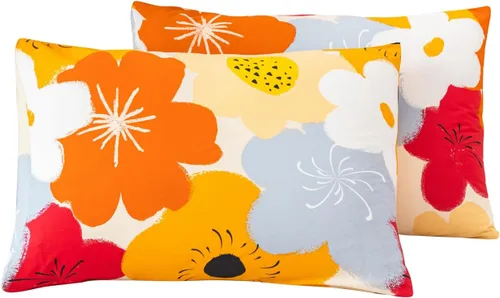 Vista 8 de SUSYBAO Juego de 2 fundas de almohada de tamaño Queen, 100% algodón, estampado floral, estampado de cachemira, color azul aguamarina, con cierre