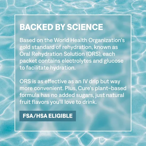 Vista 4 de Cure Hydration Mezcla de electrolitos Polvo de electrolitos para alivio de la deshidratación y energía Fabricado con agua de coco Sin azúcar