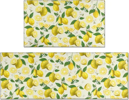 Vista 24 de Juego de 2 alfombras de cocina en blanco y negro con temática de reglas de cocina, antideslizantes, 2 piezas para piso, lavables, absorbentes