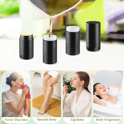 Vista 3 de Recipientes de desodorante vacíos de 2.5 fl oz (2.5 fl oz), barra de llenado de plástico, contenedor de desodorante de plástico, botellas