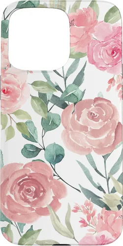 Vista 28 de iPhone 16 Pastel Pink Flower Print - Watercolor Floral Petals Blossom Case