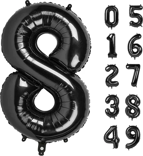 Vista 24 de Globos con números con estampado de vaca, globos de 40 pulgadas del número 0-9 (cero-nueve), globo de vaca para suministros de fiesta de cumpleaños