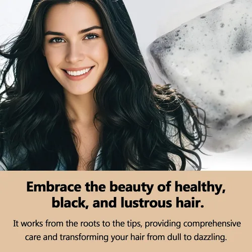 Vista 5 de 2 piezas de jabón negro sin brasas a base de hierbas para reversa gris, aceite de ricino Fo Ti para oscurecer y engrosar, barra de champú