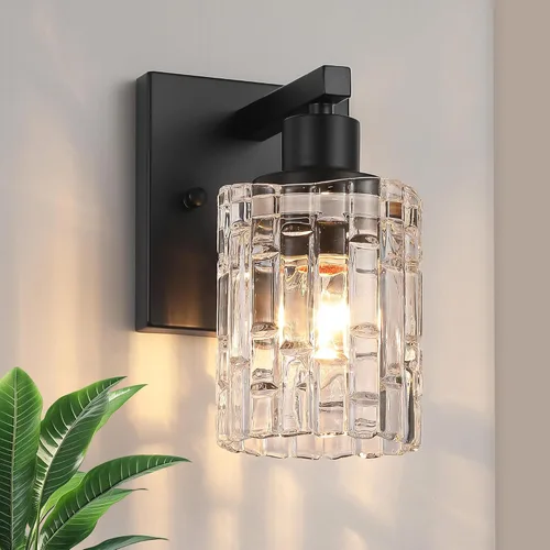 Vista 18 de Lámpara de Tocador de Baño de 1 Luz en Oro Cepillado Sobre Espejo, Iluminación Moderna de Tocador con Pantalla de Cristal, Accesorios de Iluminación